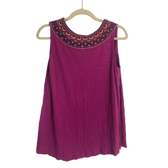Anthropologie Akemi + Kin Women's Top Sleeveless Embroidered Purple Size S - Picture 2 of 7